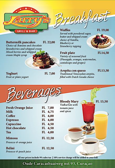 Larry's Grill and Bar Curacao Breakfast